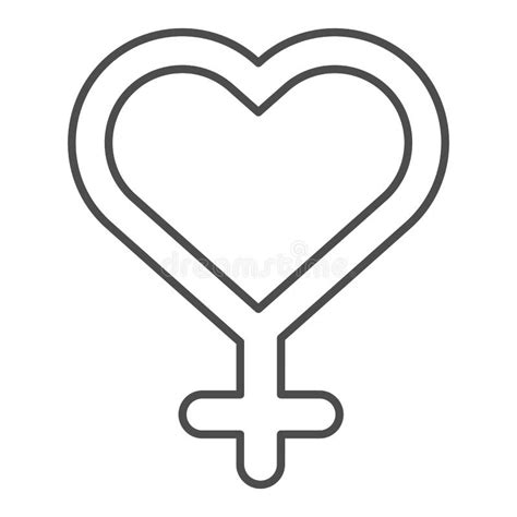 Female Gender Thin Line Icon Heart Shaped Woman Gender Sign Vector Illustration Isolated On