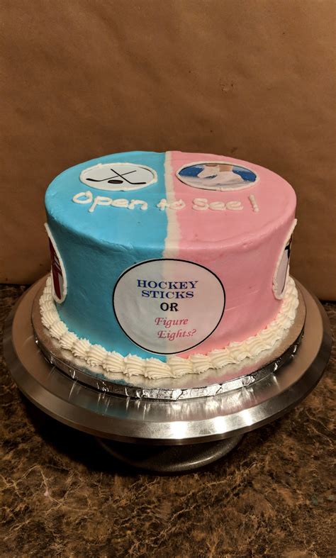 Hockey Gender Reveal cake | Baby shower gender reveal, Gender reveal cake, Reveal parties