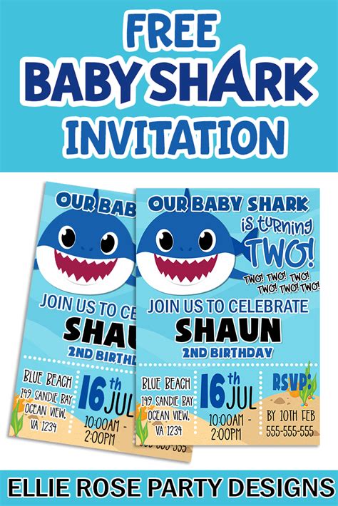 Paper Paper And Party Supplies Digital Baby Shark Birthday Invit