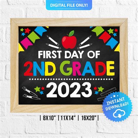 First Day Of 2nd Grade 2023 Second Grade Digital Poster Etsy Singapore