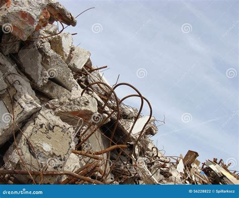 Rubble And Twisted Metal Skyline On A Demolition Site Stock Photo