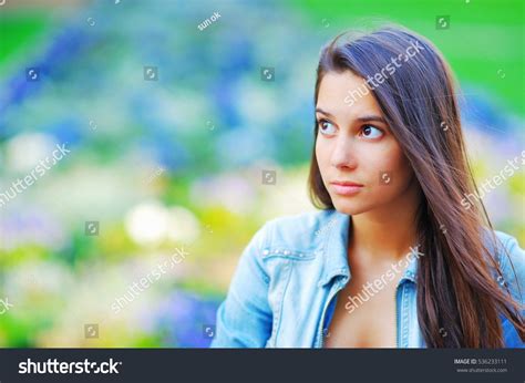 Young Woman Cute Brunette Girl Sitting Stock Photo 536233111 Shutterstock