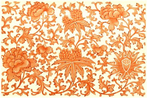 Victorian Flowers Pattern Orange Free Stock Photo Public Domain Pictures