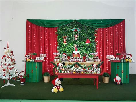 Natal Do Mickey E Da Minie Amei Está Combinação De Vermelho Com Verde E Dourado E Para