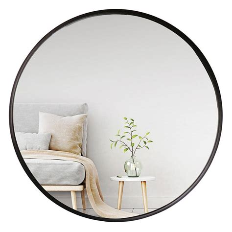 Mirrorize Canada 34 In Dia Black Metal Framed Round Large Mirror