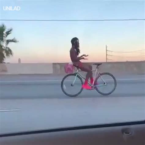 Unilad Naked Guy Rides Bicycle Backwards On Highway
