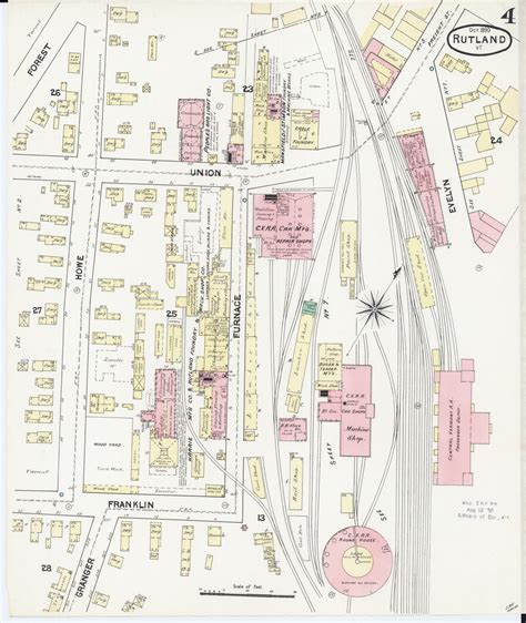 Rutland Vt Fire Insurance 1890 Sheet 4 Old Town Map Reprint Old Maps