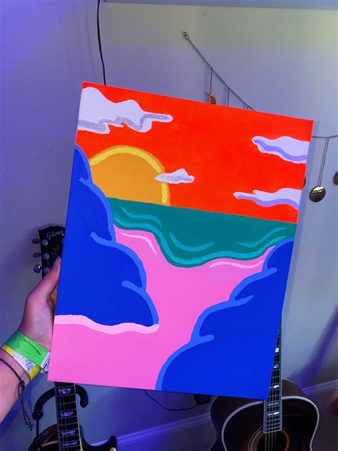 Trippy Beach Art 🌞🌊🏄🏼‍♀️ Credit Annaleighobrien Diy Canvas Art