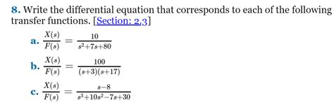 Solved 8 Write The Differential Equation That Corresponds