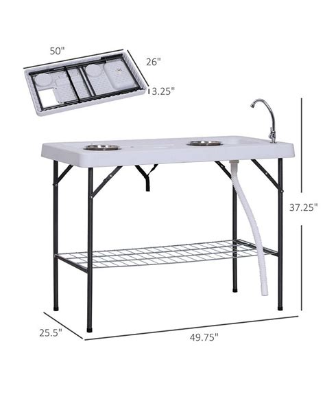 Outsunny Portable Folding Camping Table With Sink Faucet Dual