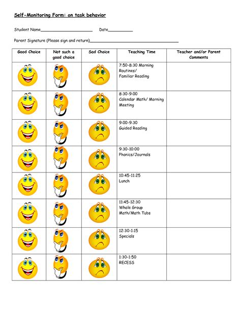 Printable Weekly Behavior Chart