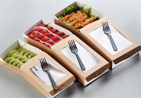 Kraft Paper Takeaway Salad Lunch Box With Customized Sizedisposable