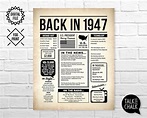 Back in 1947 Newspaper Poster PRINTABLE 1947 PRINTABLE - Etsy India