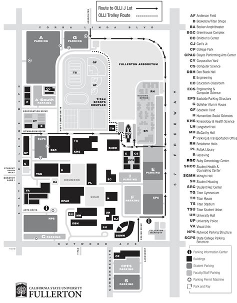 Cal State Fullerton Campus Map Color 2018