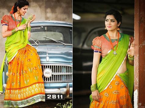 Bollywood Actress Saree Collections Bhargavi Kunam Vintage Half Saree Fashion
