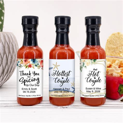 Floral And Botanicals Personalized Hot Sauce Wedding Favors Famous Favors