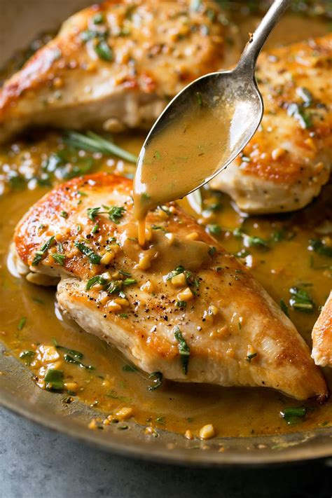 Start this flavorful recipe by lightly browning your chicken with a smidge of olive oil and then add in fresh vegetable and fettuccine. Skillet Chicken with Garlic Herb Butter Sauce - Cooking Classy