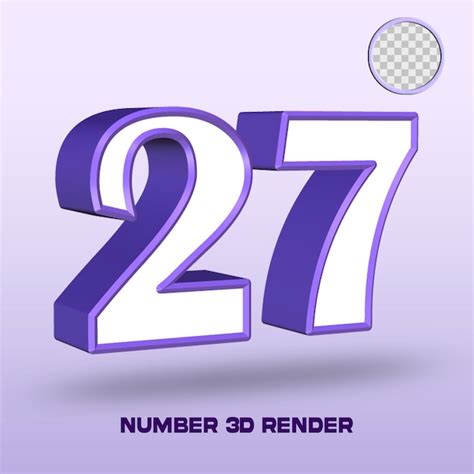 Premium Psd 3d Render Number 27 White Purple Color