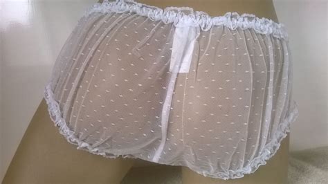 Classic Sissy White Sheer Lace Panties Frilly Frou Frou Knickers XS EBay