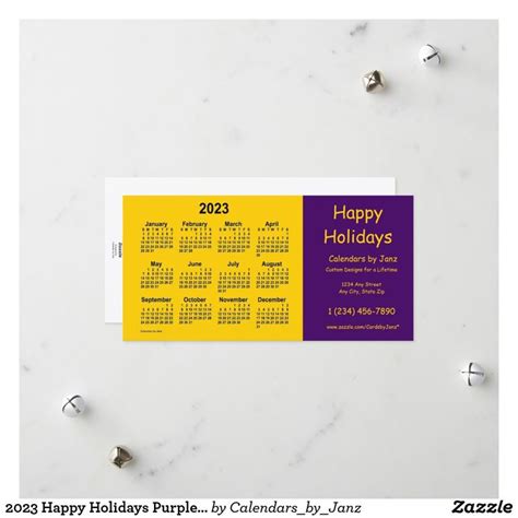 2023 Happy Holidays Purpleandgold Calendar By Janz Holiday Card Zazzle