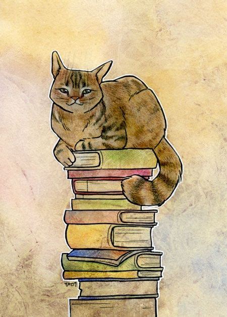 The Cats Books Pile Bookart Cats Illustration Cat Art Cat Artwork