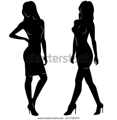 Sexy Woman Silhouettes Short Dresses Stock Vector Royalty Free 167726474
