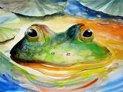 Original Giant Watercolor Frog Art 18x19 Lake And Cottage Decor Frog