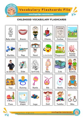 Childhood Vocabulary Flashcards Teaching Resources