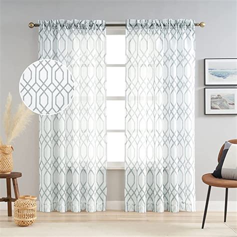 Aufenlly Geometric Moroccan Pattern Printed Sheer Curtains