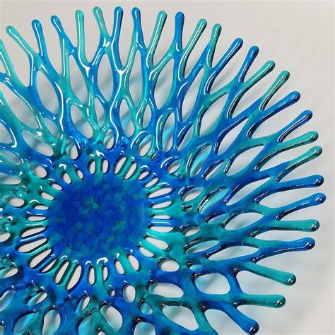 Fused Glass Art Sea Coral Bowl Ocean Life Tablescapes Etsy
