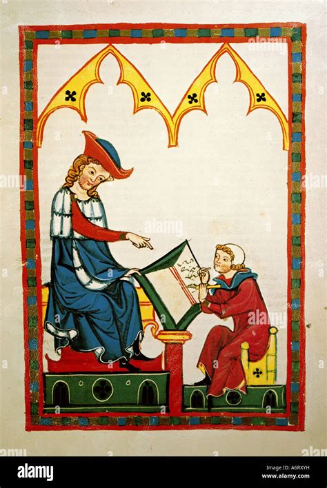 Fine Arts Middle Ages Gothic Illumination Codex Manesse Zurich