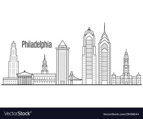 Philadelphia City Skyline Downtown Cityscape Vector Image