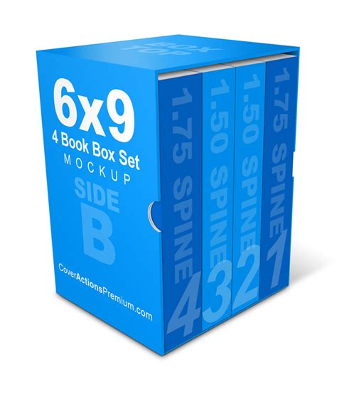 4 Book Box Set Mockup Pt2 Thick 6×9 Softcover Books Cover Actions