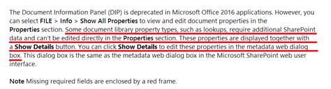 Document Properties Panel Word 2016 Edit Mode Office 365