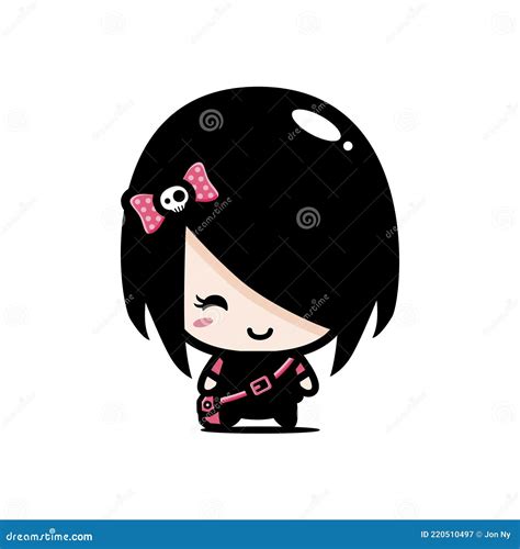 Cute And Cool Emo Girl Cartoon Character Stock Vector Illustration Of Character Head