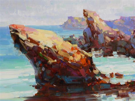 Ocean Cliffs Seascape Oil Painting Large Size Handmade Art One Of A
