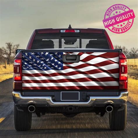 American Flag Waving Tailgate Wrap Car Decal Raised Tailgate Etsy