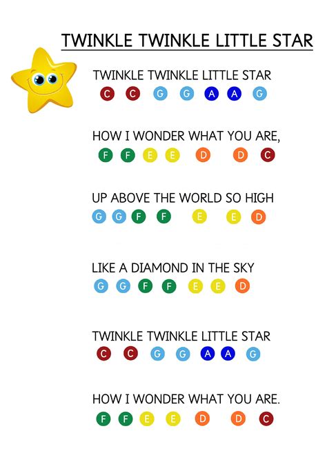 Twinkle Twinkle Litter Star Easy Piano Music Sheet For Toddlers How