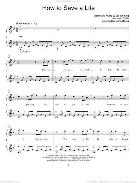 Fray How To Save A Life Sheet Music Beginner For Piano Solo