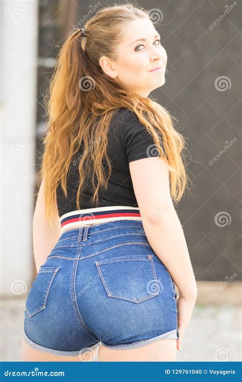 Behind View Of Teenager Girl Stock Photo Image Of Style Shorts