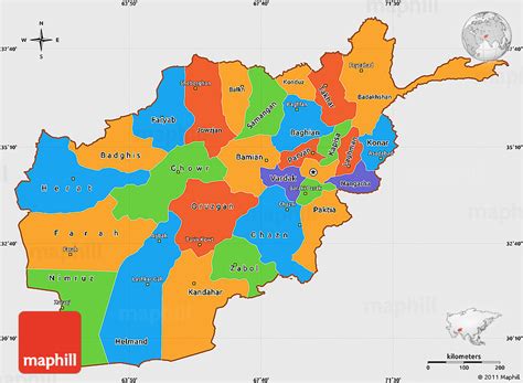 Political Simple Map Of Afghanistan Single Color Outside