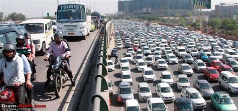 Delhi Gurgaon Expressway 24 Lanes Shut 15 Km Traffic Jam Team Bhp