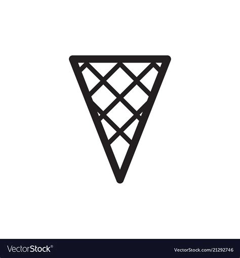 Simple Black And White Wafer Ice Cream Cone Vector Image