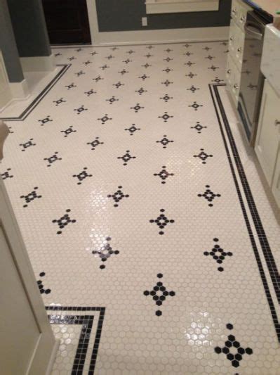 37 Black And White Hexagon Bathroom Hexagon Floor Tile Pattern