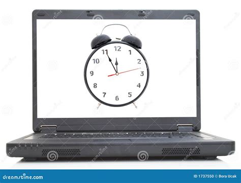 Hora Para La Computadora Portátil Foto De Archivo Imagen De