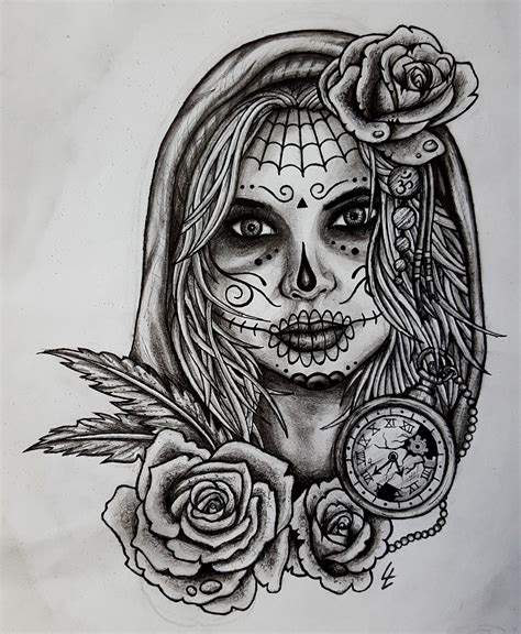 Mexican Skull Face Girl By Lars Lunsing Awesome Art Cool Art Dark Art
