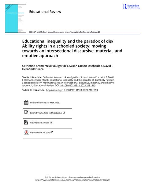 Pdf Educational Inequality And The Paradox Of Dis Ability Rights In
