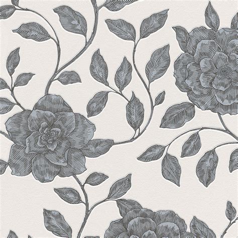Sample Roses Floral Wallpaper In Ivory And Metallic Design By Bd Wall