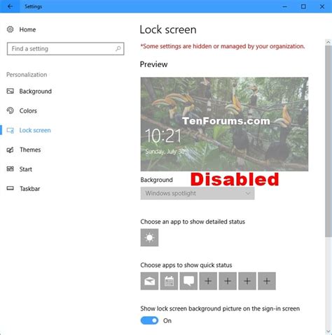 Enable Or Disable Changing Lock Screen Background In Windows 10 Tutorials