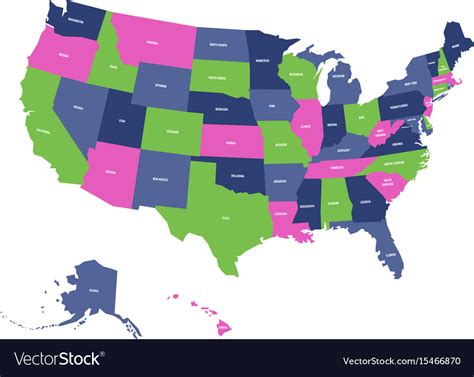 Political Map Of Usa United States Of America In Vector Image